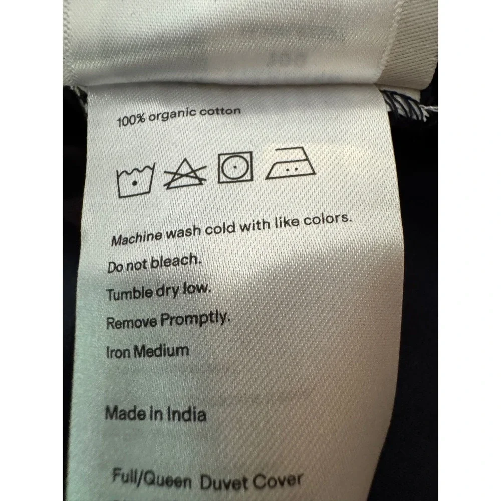 Quince Organic Cotton Percale Duvet Cover Set Full/Queen Navy